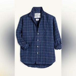 Frank and Eileen navy and red grid Eileen linen shirt